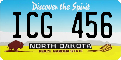 ND license plate ICG456