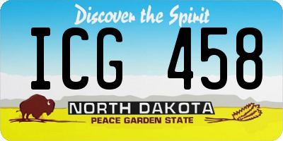 ND license plate ICG458