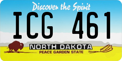 ND license plate ICG461