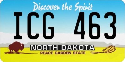 ND license plate ICG463