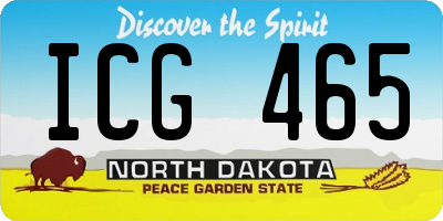ND license plate ICG465