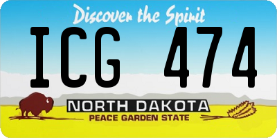ND license plate ICG474