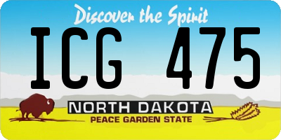 ND license plate ICG475