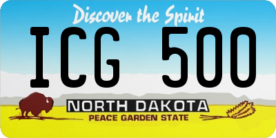 ND license plate ICG500