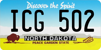 ND license plate ICG502