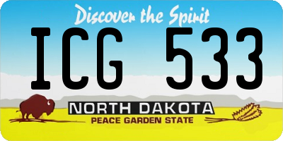 ND license plate ICG533