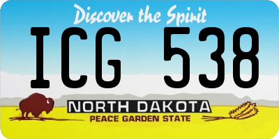 ND license plate ICG538