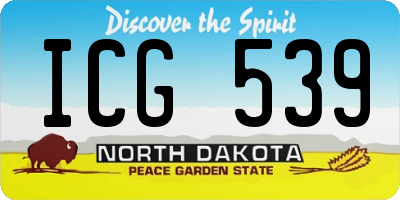 ND license plate ICG539