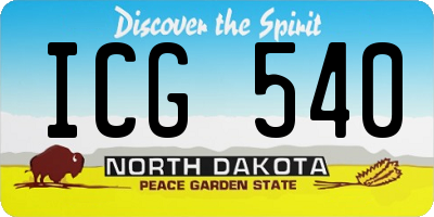 ND license plate ICG540