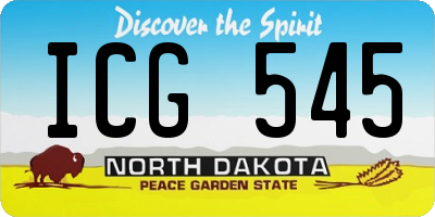 ND license plate ICG545