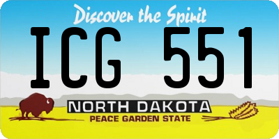 ND license plate ICG551