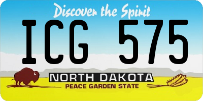 ND license plate ICG575