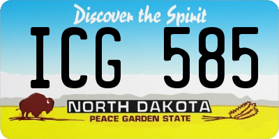 ND license plate ICG585