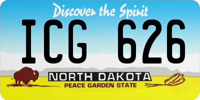 ND license plate ICG626