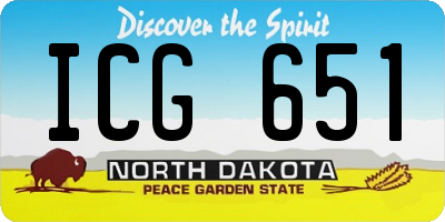 ND license plate ICG651