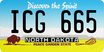 ND license plate ICG665