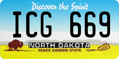 ND license plate ICG669