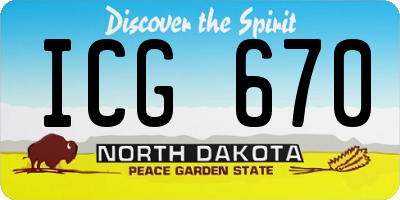 ND license plate ICG670