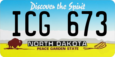 ND license plate ICG673