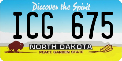 ND license plate ICG675