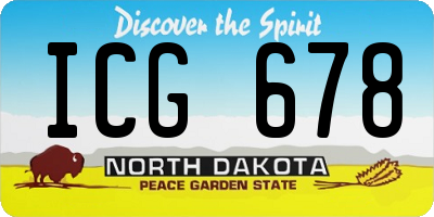ND license plate ICG678