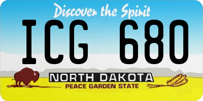 ND license plate ICG680