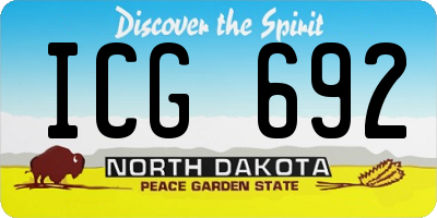 ND license plate ICG692