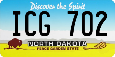 ND license plate ICG702