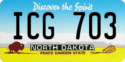 ND license plate ICG703