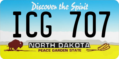 ND license plate ICG707