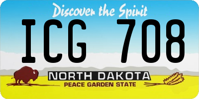 ND license plate ICG708