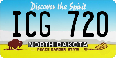 ND license plate ICG720