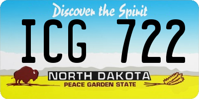 ND license plate ICG722