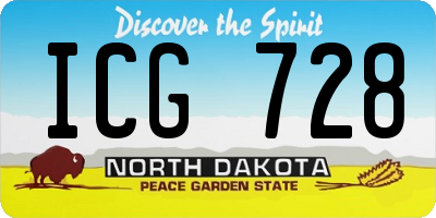 ND license plate ICG728