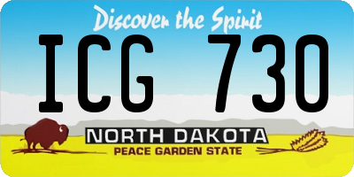 ND license plate ICG730