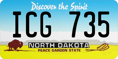ND license plate ICG735