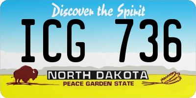 ND license plate ICG736