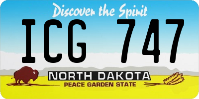ND license plate ICG747