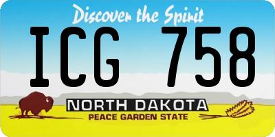 ND license plate ICG758