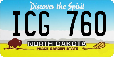 ND license plate ICG760