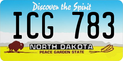 ND license plate ICG783