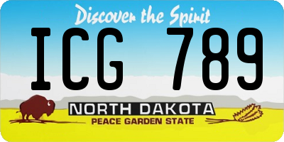 ND license plate ICG789