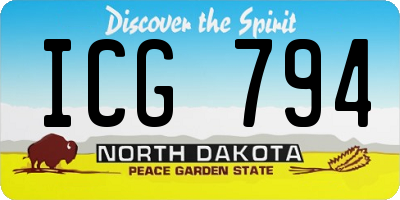 ND license plate ICG794