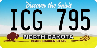 ND license plate ICG795
