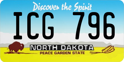 ND license plate ICG796