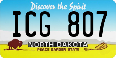 ND license plate ICG807