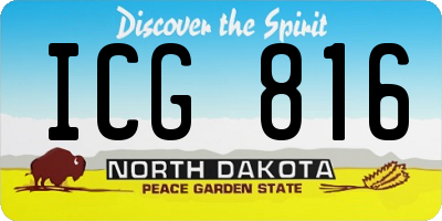 ND license plate ICG816