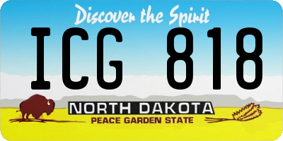 ND license plate ICG818