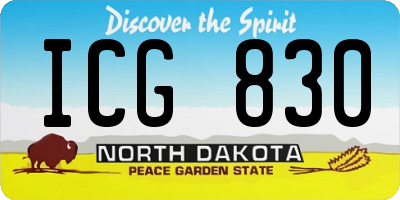 ND license plate ICG830