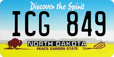 ND license plate ICG849